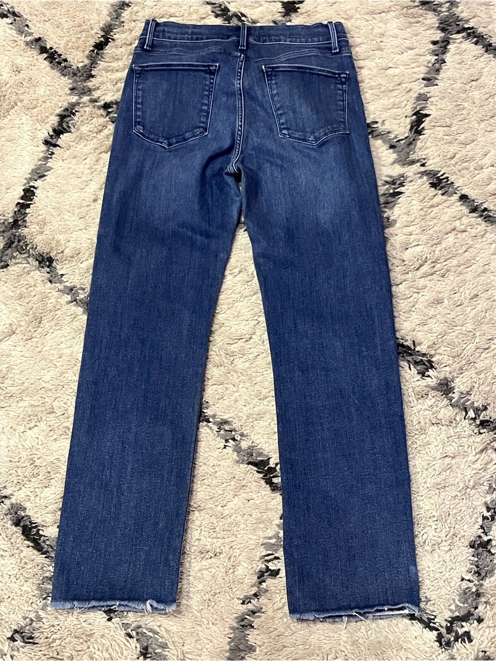 FRAME Le High Straight Jeans Size 27 High Rise Raw Hem Cropped Dark Wash - Picture 4 of 6